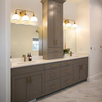 Brushed Gold Bathroom Light Fixtures 3-Lights Vanity Lights with Milky White Frosted Glass Shade Bathroom Vanity Light 22.4 inch Wall Sconce Lighting Bath(Exclude E26 Bulb)