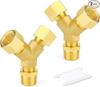 GASHER 2PCS Brass Pipe Fitting Male Branch Tee Y Adapter 1/2" NPT Female x 1/2" NPT Female x 1/2" NPT Male