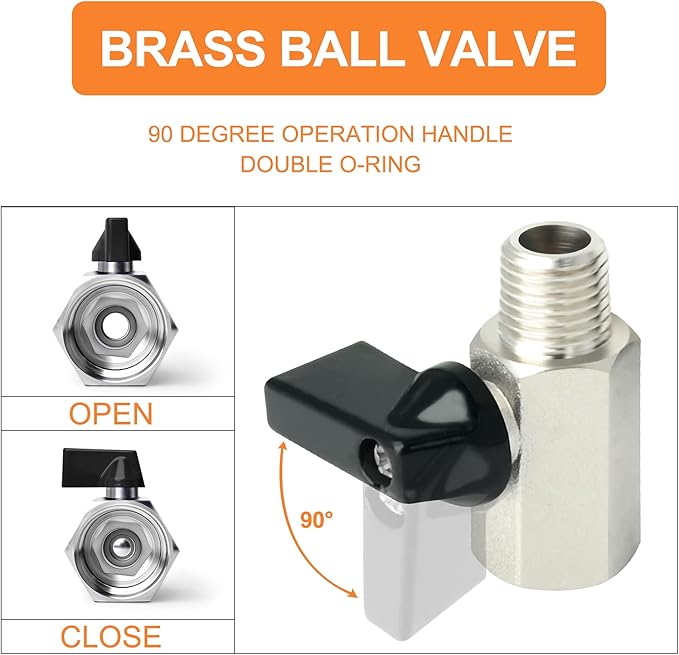 GASHER 8PCS 3/8 Inch NPT Brass Pipe Fitting, Ball Valve, Barstock Tee Brass Pipe Fitting, Hex Nipple, Hex Coupling and Air Hose Fitings