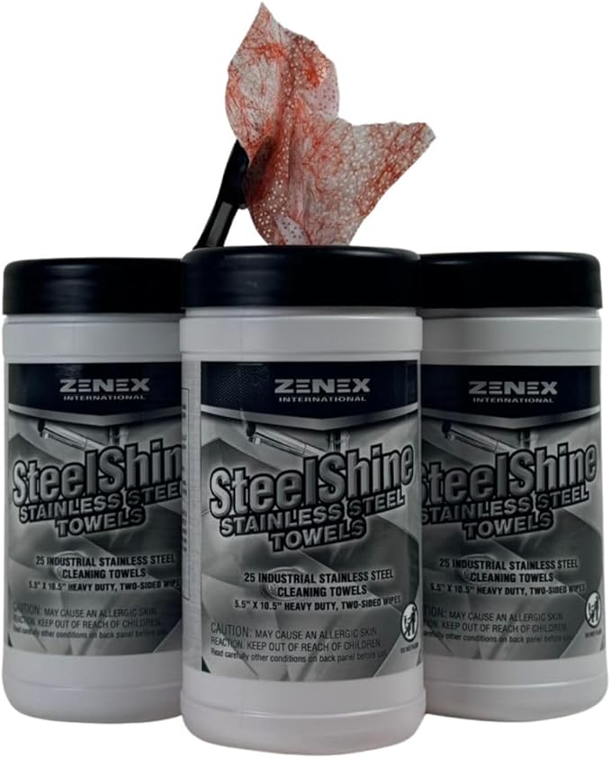 SteelShine Stainless Steel Wipes - Dual-Sided Cleaning Wipes for Metal Surfaces | Remove Smudges, Rust, and Oxidation | Polish and Protect Stainless Steel | 25 Sheets (3 Pack) | Made in USA