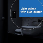 LIDER Minimalist Design Matte Finish Lighted Double Switch, Combination Frameless Decorator Switch with Locator Light, Ground Terminal, Single Pole, 15A 120-277V, UL Listed,Black, 2 Pack