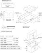 Empava IDC12B2 Horizontal Electric Stove Induction Cooktop with 2 Burners in Black Vitro Ceramic Smooth Surface Glass 120V, 12 Inch