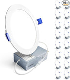 Ensenior 16 Pack 6 Inch LED Recessed Ceiling Light, Dimmable, 5000K Daylight, 1050LM 12W 120V, High Brightness Canless Wafer Downlight - ETL&FCC&IC