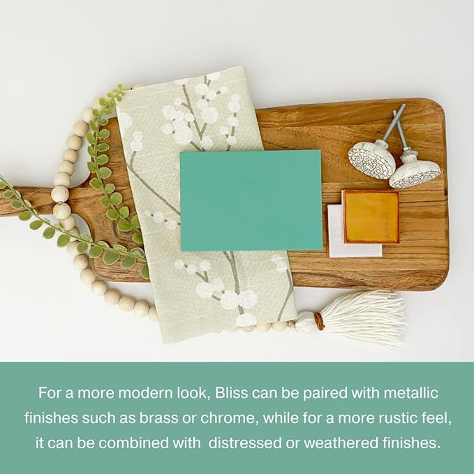 Country Chic All-in-One Chalk Paint for Furniture, Cabinets, Home Decor, Eco-Friendly, Matte Finish, Built-In Primer & Top Coat for Wood, Metal - Bliss (Teal) - 4 oz (118 ml)