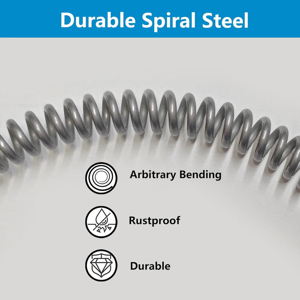 Drain Clog Remover, Spring Drain Snake with Electric Drill Connector, Metal Drain Hair Removal Tool for Sewer Kitchen Sink Bathroom Toilet Clogged Drain Auger Cleaner,1 Pcs 393.7 In 32.8 FT