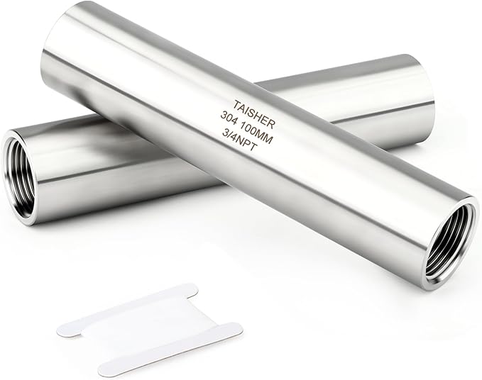 TAISHER 2PCS Stainless Steel Pipe Fittings, 3/4" NPT Female x 3/4" NPT Female Threaded, 4" Length Thickened Nipple Cast Pipe