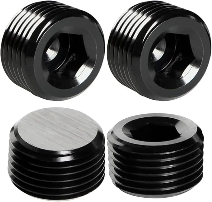 70 Pcs Black Carbon Steel Pipe Plug Fitting, 5 Sizes 1/8" 1/4" 3/8" 1/2" 3/4" NPT Male Internal Hex Thread Socket Pipe Plug Fitting Assortment Kit