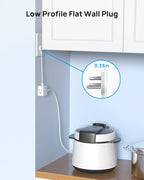 TROND Flat Outlet Extender with 6 Inch Cord - ETL Listed Flat Plug Extension Outlet Splitter Adapter, Electrical 3 Way Multi Wall Plug Extender for Home Office Dorm Room Cruise Ship Travel, White