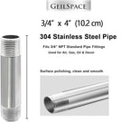 GeilSpace 3/4" x 4" Stainless Steel Pipe, 304 Pipe Nipple Fits Standard 3/4 Inch Threaded Pipes and Fittings, DIY Industrial Metal tube (2 PCS)