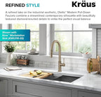 KRAUS Oletto Modern Industrial Pull-Down Single Handle Kitchen Faucet in Brushed Gold, KPF-2654BG