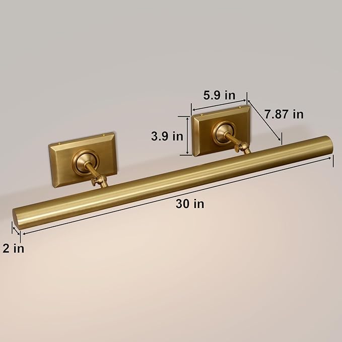 Picture Light, 30in Hardwired Picture Lights for Wall, Dimmable Wall Sconces Poster Light, Brass 4 Lighting for Paintings Frames Art Display Gallery Bedroom Living Room-Included Bulbs(Gold)