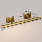 Picture Light, 30in Hardwired Picture Lights for Wall, Dimmable Wall Sconces Poster Light, Brass 4 Lighting for Paintings Frames Art Display Gallery Bedroom Living Room-Included Bulbs(Gold)