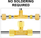 ChillWaves Brass Tee Compression Tube Fitting, 5/8" OD x 5/8" OD x 5/8" OD Compression Union Connector(2-PACK)