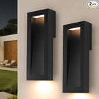 Modern Outdoor Wall Light with LED, Exterior Lighting Fixtures 2700K Integrated, Matte Black Outside Wall Mount Lights for House Front Door Porch Garage Patio Black 2 Packs