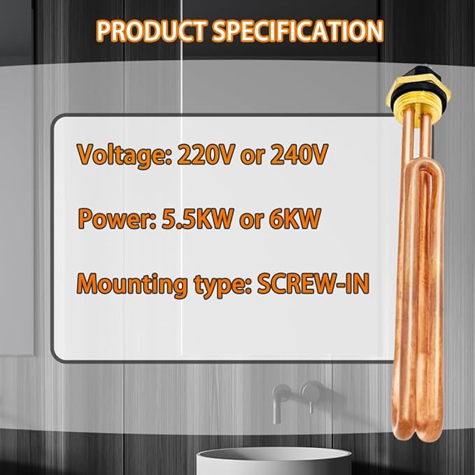2 Pack HE 55220 Water Heater Element,Electric Tankless Water Heater Element for Ecosmart Eco8,ECO11,ECO POU6,Richmond,Eemax,Rheem Electric Water Heaters Replace Rheem 60208,5.5 kW 220v and 6 kw 240v