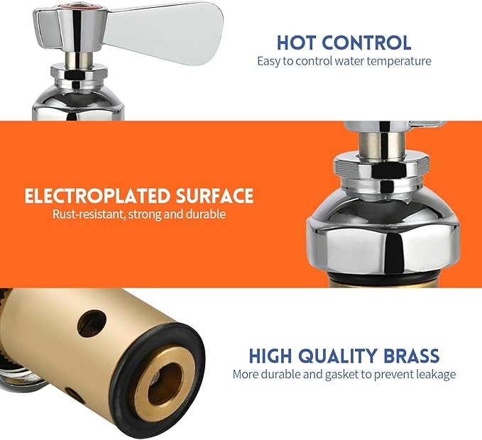 25" Height Commercial Faucet Wall Mount with Sprayer 8" Adjustable Center 12" Swing Spout, Wall Mount Kitchen Sink Faucet with Pull Down Pre-Rinse Sprayer for 1/2 Compartment Sink