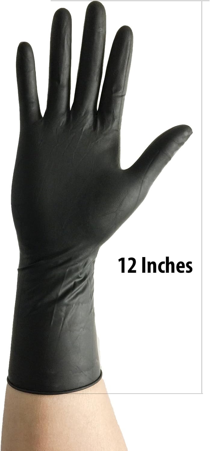 Super soft Disposable Latex Gloves, Powder Free, Exam 12" Length, Medium Duty, 50 Gloves, Size Large.