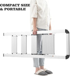 KINGRACK Aluminium 4 Step Ladder, Lightweight Step Stool with Non-Slip Pedals, Handrail, Foldable Step Ladder for Kitchen, Garage, Home, Space Saving, Sturdy and Portable, Silver