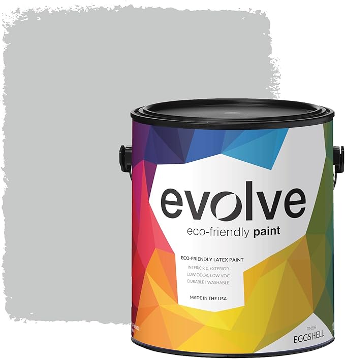 EVOLVE Paint & Primer: Environment-friendly, Low Sheen with One-coat Coverage for Interior & Exterior surfaces (Silver Gray, 1-Gallon)