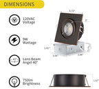 Oil Rubbed Bronze Recessed Lights Square 4 inch 6 Pack, Gimbal Gimbal Recessed Lights,dimmable, 5CCT Selectable,9W 750LM