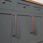 Goo-Ki 6 Pack Antique Copper Cabinet Pull Dark Copper Drawer Handles, 6.3 inch(160mm) c-c Solid Vintage Copper Bar Pulls Red Bronze Kitchen Hardware for Dresser Wardrobe Cupboard, 9338AC-160