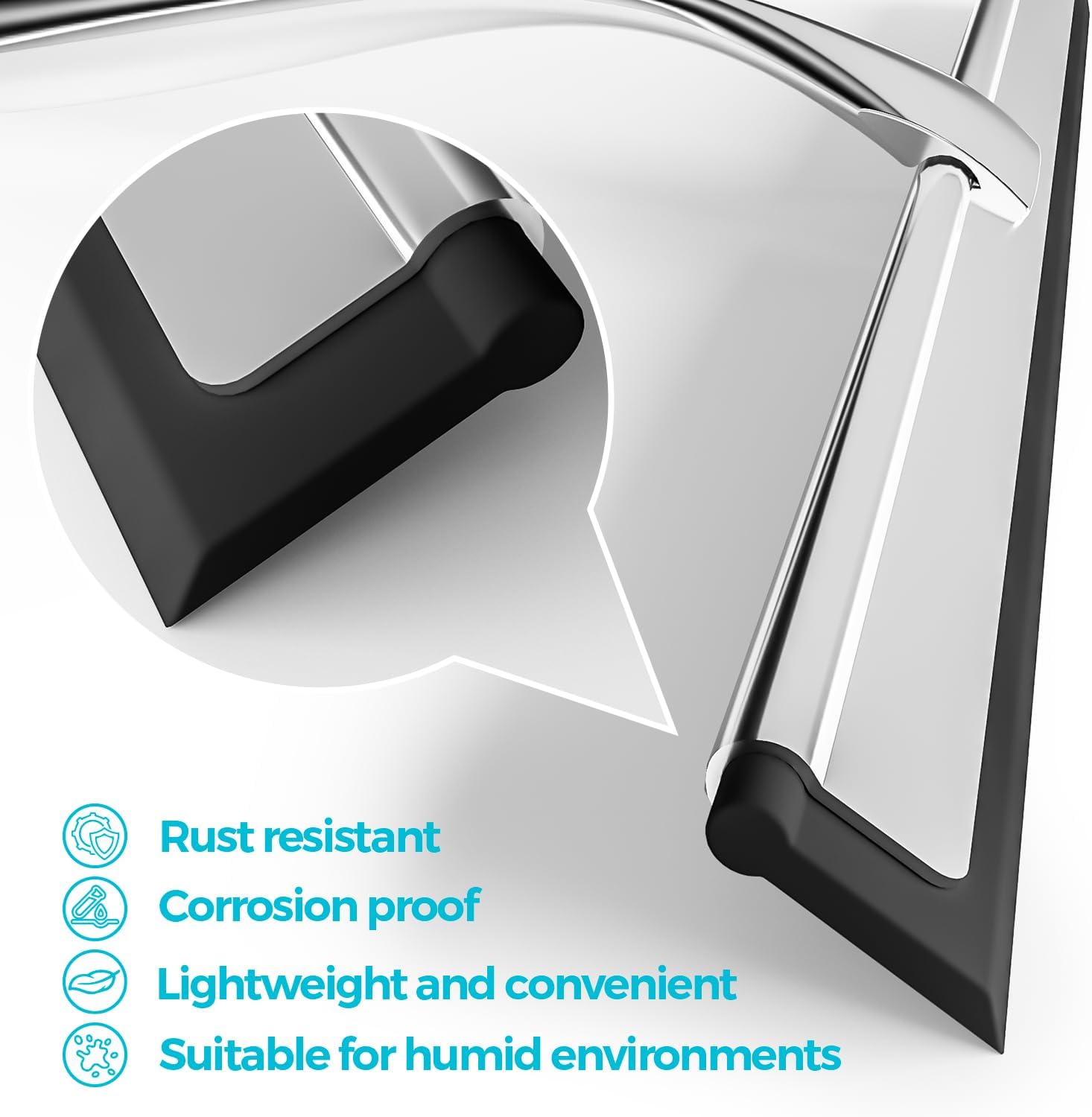 2PACK 12-Inch All-Purpose Shower Squeegee for Shower Doors, Tile Shower Walls, Bathroom, Window, Glass and Car Windshield, Mirrors and Kitchen-Stainless Steel, Silver