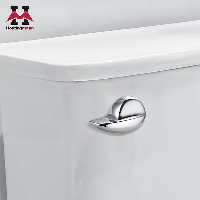 Houtingmaan Toilet Handle Replacement Kit,Toilet Handle Lever for Most Front Mount Toilets, Universal Brass Toliet Flush Handle Lever with Stainless Steel Flapper Chain,Chrome