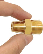 KOOTANS 3/8 NPT x 1/4 NPT Male Solid Brass Hex Nipples, Heavy Brass Pipe Adapter Fittings Reducing Nipples Connectors 4Pieces