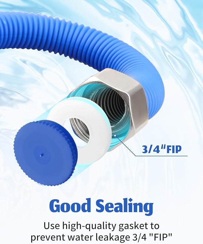 36" Length Flexible Stainless Steel Corrugated Water Heater Connector, Hot and Cold Color Water Heater Hose, 3/4" FIP x 3/4" FIP