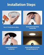 4inch Gimbal LED Recessed Light Recessed LED 4 inch White Swivel Gimbal Canless Light 360° Rotation 90° Tilt 4" 9W Eyeball Lighting Dimmable Adjustable Can Spotlights 5CCT White 4 inch 6 Pack