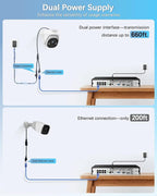 【2-Way Audio & 130° Wide-Angle】 Wired Security Camera System, Outdoor POE IP Cameras, Home Video Surveillance Camera Systems