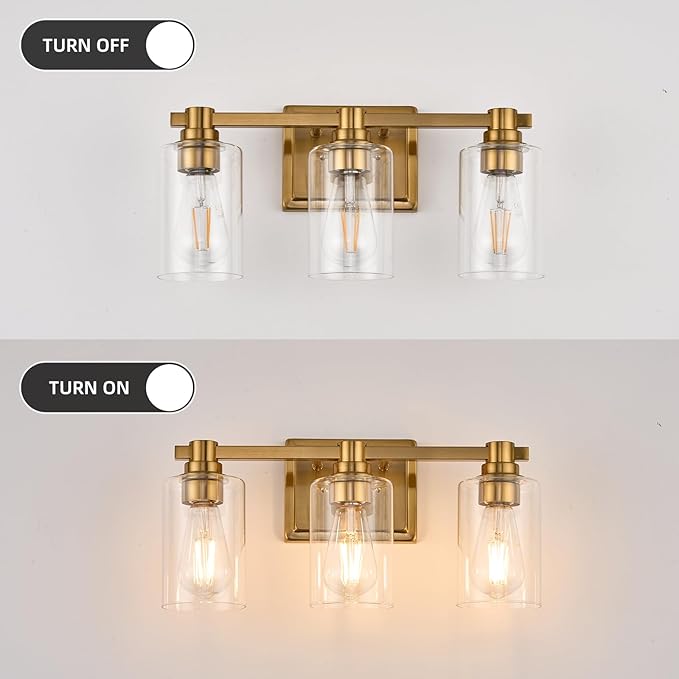 3 Lights Bathroom Lighting Fixtures Over Mirror Gold Bathroom Vanity Light Fixture Farmhouse Vanity Light Vintage for Bedroom Living Room Hallway