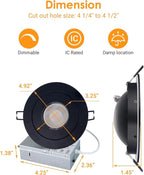 Gimbal LED Recessed Light - 4 Inch Black 9W 360° Rotation Directional Adjustable Eyeball Sloped Ceiling Recessed Lighting 4 inch Light Wafer Soffit Indoor Spotlight Canless Black 4 inch 6 Pack