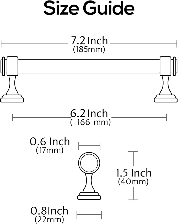 Alzassbg 15 Pack Oil Rubbed Bronze Cabinet Pulls, 6-1/4 Inch(160mm) Hole Centers Cabinet Handles Kitchen Hardware Straight Bar for Cabinets and Drawer AL3082ORB