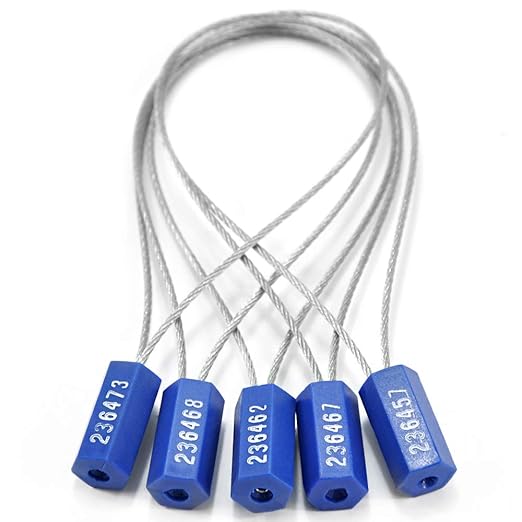1000 pcs Tamper Proof Security Cable Wire Seals Numbered Padlock Pull-Tite Security Tag Straps for Trailers, Cargo, Truck (Blue)