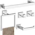 5-Pieces Bathroom Hardware Set, SUS304 Stainless Steel Wall Mounted 16 Inch Hand Towel Bar, Toilet Paper Holder, Towel Ring, Towel Hooks, Bathroom Towel Bar Set, Brushed Nickel
