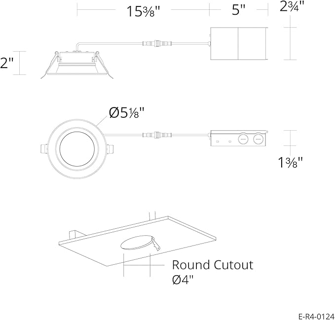 Builder Essential 5in 1,050 Lumens Round LED Recessed Light and Housing for Remodel or New Construction Regressed Trim 3-Power Modes 8W-10W-12W, 5-CCT 2700-3000-3500-4000-5000K in White (Pack of 12)