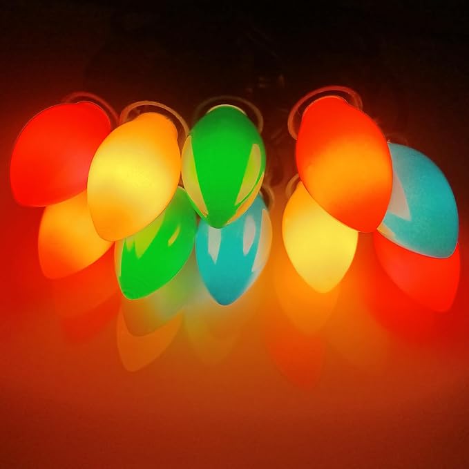 C7 Multicolor Christmas Light Bulbs, 25 Pack C7 Multicolor Ceramic Replacement Bulbs Vintage Incandescent Light Bulb for Christmas String Lights, E12 Candelabra Base- 5 Watts