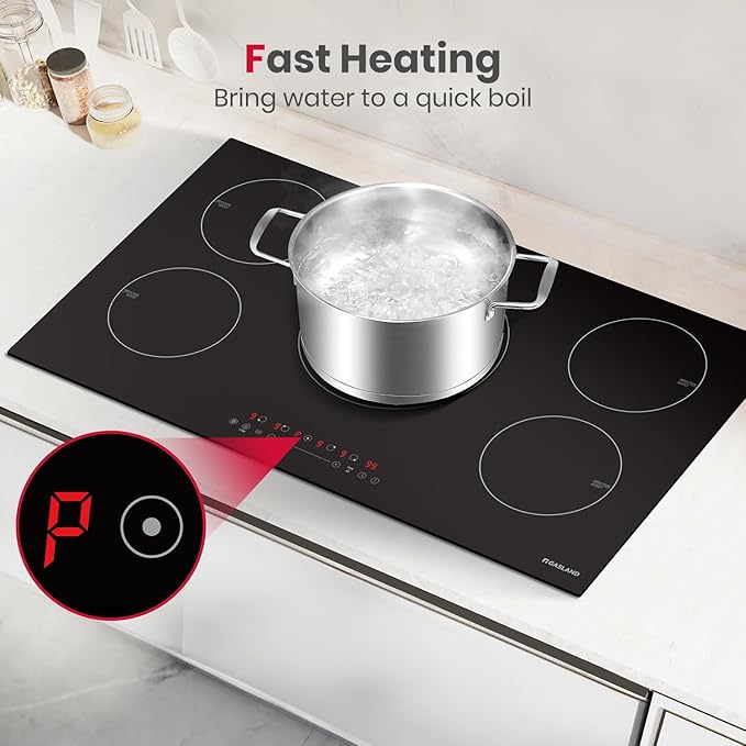 GASLAND 36 Inch Induction Cooktop 5 Burners, 7400W Built-in Induction Stovetop with Booster and Timer, 220-240V Electric Hob, 9 Power Levels, Senor Touch Control, Child Safety Lock, Hard Wire