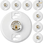 8 Pcs Medium Base E26 Lamp Holder Ceiling Light Sockets White Bulb Socket Incandescent Fluorescent CFL Lamp Holder 660w 250v (Phenolic Resin)