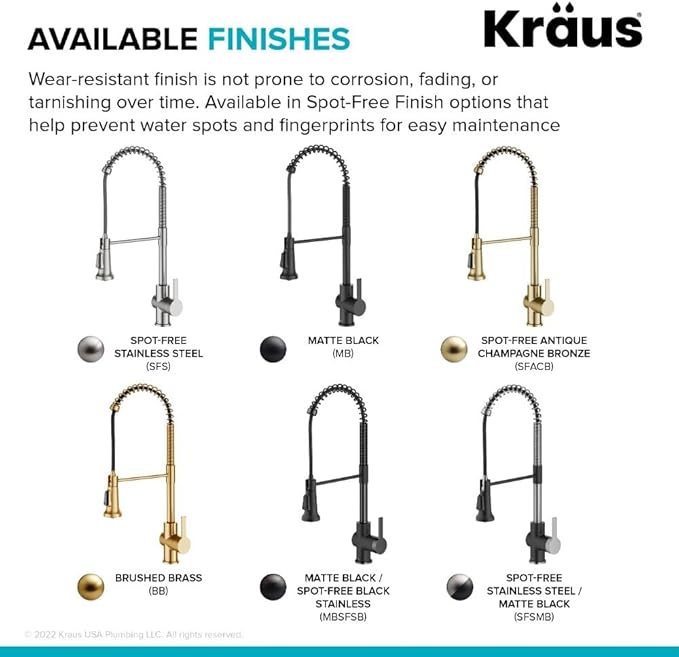 KRAUS Britt Commercial Style Single Handle Pull Down Kitchen Faucet in Spot-Free Stainless Steel/Matte Black, KPF-1691SFSMB