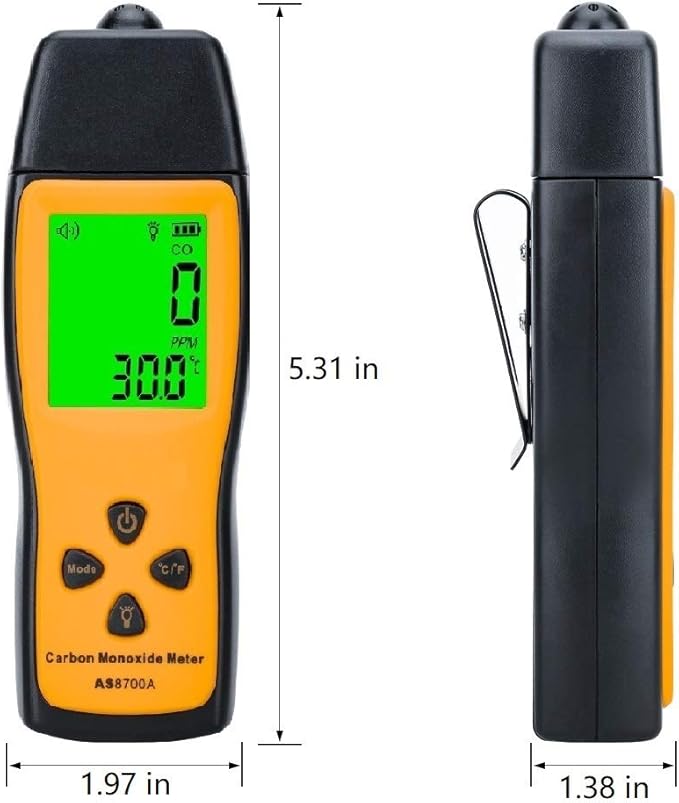 Handheld Carbon Monoxide Meter, Portable Carbon Monoxide Detector, Professional-Grade CO Gas Tester with LCD Backlit Display, 0-1000PPM Range for Industrial and Home (Battery Not Included)