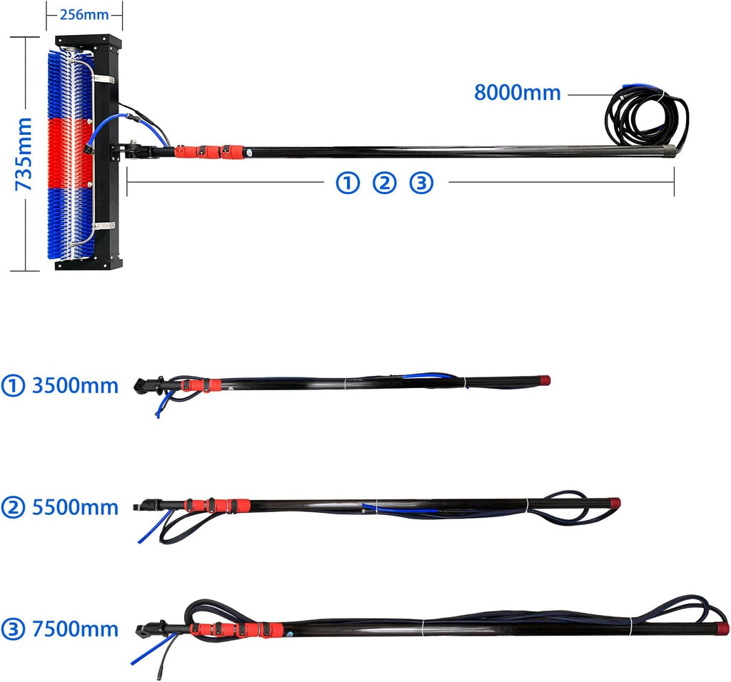 Powered Water Fed Pole Kit 24 FT - Outdoor Solar Panel Cleaner Window Glass Solar Panel Cleaning System, PV Panel Washing Brush,with Lithium Battery