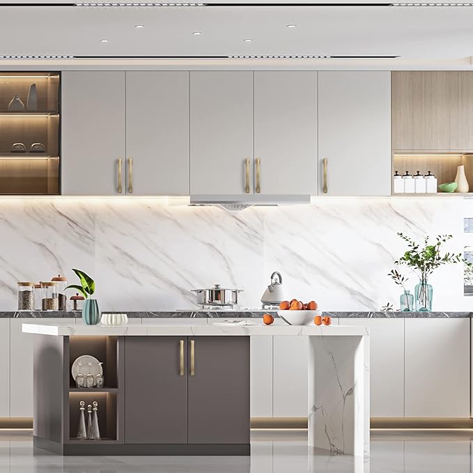 Asidrama 10 Pack 5 Inch(128mm) Brushed Antique Brass Kitchen Cabinet Handles, Cabinet Pulls Kitchen Cabinet Hardware for Cupboard Drawer Pulls