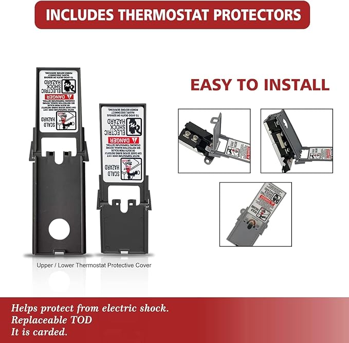 EWH-00C Electric Water Heater Thermostats, Include Upper and Lower Element Thermosatat, Terminal Protective Covers, Therm-O-Disc(TOD) style, Interchangeable with APCOM Style, Water Heater Repair Parts