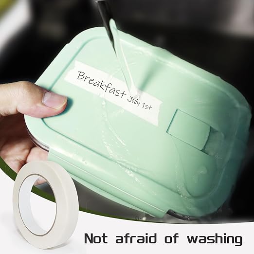 220 Yards Freezer Tape, Writable Surface, Low Temperature Resistance, Easy Tear and Residue-Free Removal, Ideal for Food Containers and Refrigerators, Includes 4 Rolls, Each 0.79 Inch by 55 Yards