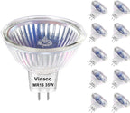 Vinaco MR16 Bulb,10 Pack 35W GU5.3 Base, 480LM High Output 12V 35W Bulb, 2800K Warm White MR16 Dimmable with Clear Glass Cover, MR16 GU5.3 for Landscape, Track Lights