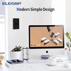 ELEGRP Decorator Wall Receptacle Outlet, Tamper Resistant 15 Amp Standard Electrical Wall Outlet, Residential Grade, Self-grounding, 125V, 2 Pole 3 Wire, 5-15R, UL Listed, Glossy Black, 50 Pack