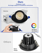 Adetu 2 Inch 5CCT Gimbal Black Led Recessed Lighting with Junction Box, 360°+90° Adjustable Led Recessed Lights, 2700K/3000K/3500K/4000K/5000K, 5W Eqv 50W, 550LM Brightness - ETL (Black, 12 Pack)