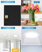 Sunco 24 Pack 6 Inch LED Recessed Light, Canless Ceiling Lights Slim with Junction Box, 850 LM, 14W (100W Equivalent), Selectable CCT 2700K/3000K/4000K/5000K/6000K, Dimmable, Wafer Thin ETL